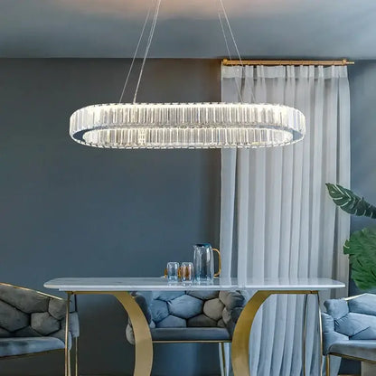 Modern crystal ceiling pendant – dining room double ring chandelier