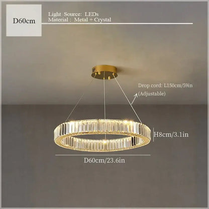 Modern crystal ceiling pendant – dining room double ring chandelier