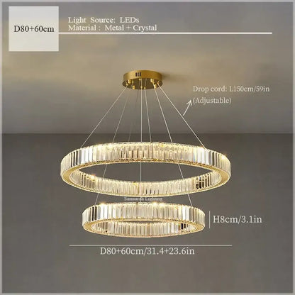 Modern crystal ceiling pendant – dining room double ring chandelier