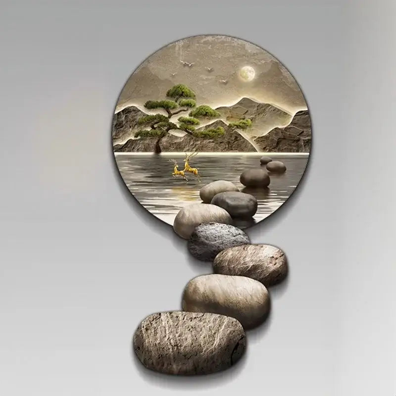 Modern ceramic led wall lamp moonlight landscape living room decor