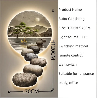 Modern ceramic led wall lamp moonlight landscape living room decor