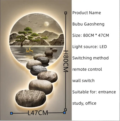 Modern ceramic led wall lamp moonlight landscape living room decor