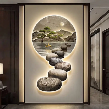 Modern ceramic led wall lamp moonlight landscape living room decor
