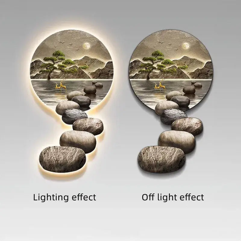 Modern ceramic led wall lamp moonlight landscape living room decor