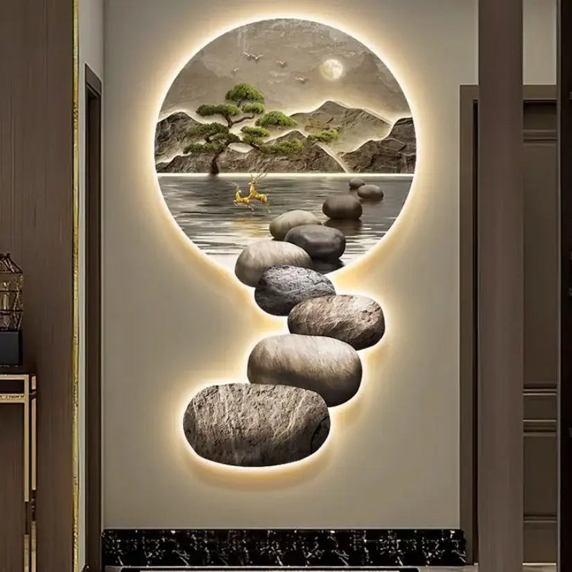 Modern ceramic led wall lamp moonlight landscape living room decor
