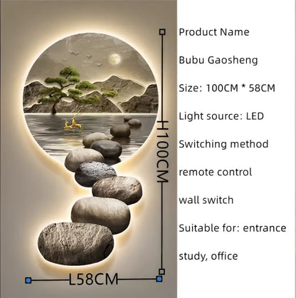 Modern ceramic led wall lamp moonlight landscape living room decor