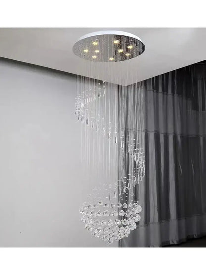 Modern spiral crystal chain pendant light for living room