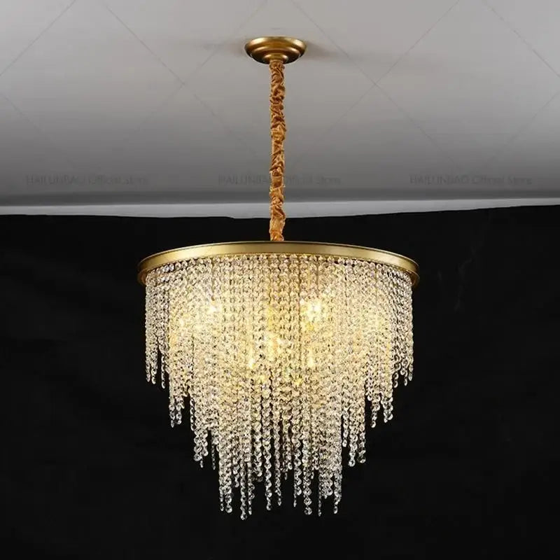 Post-modern gold crystal chandelier living room lighting