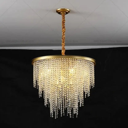 Post-modern gold crystal chandelier living room lighting