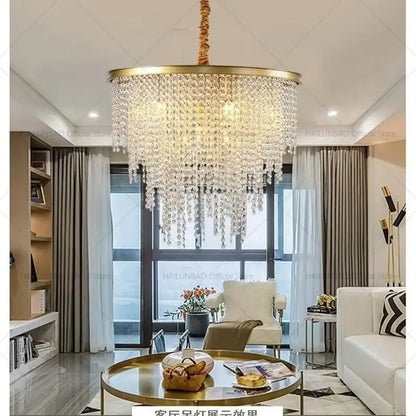 Post-modern gold crystal chandelier living room lighting