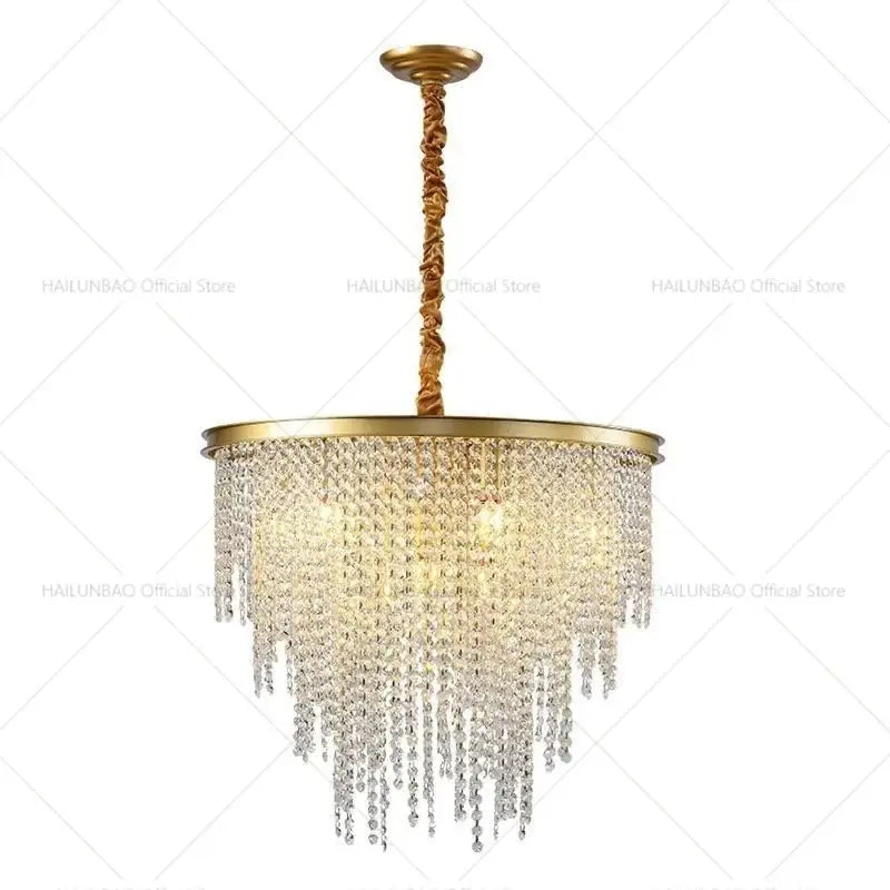 Post-modern gold crystal chandelier living room lighting
