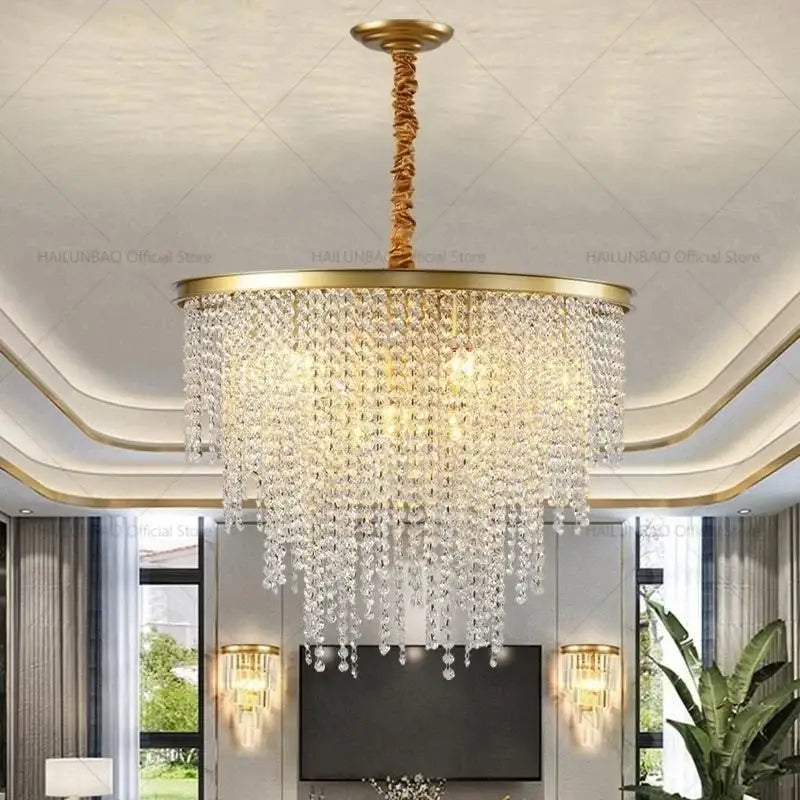 Post-modern gold crystal chandelier living room lighting