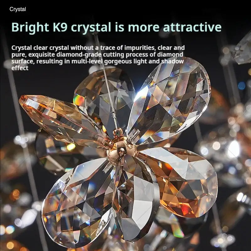 Postmodern gold crystal chandelier dining room butterfly light