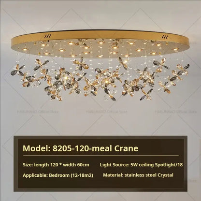 Postmodern gold crystal chandelier dining room butterfly light