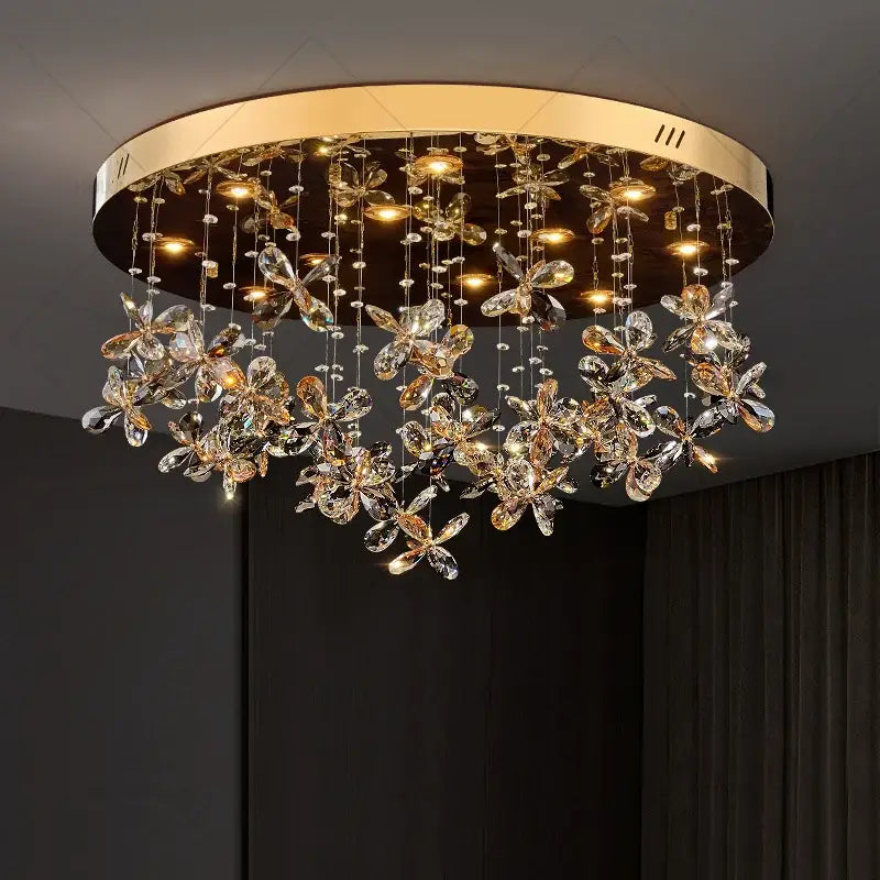 Postmodern gold crystal chandelier dining room butterfly light