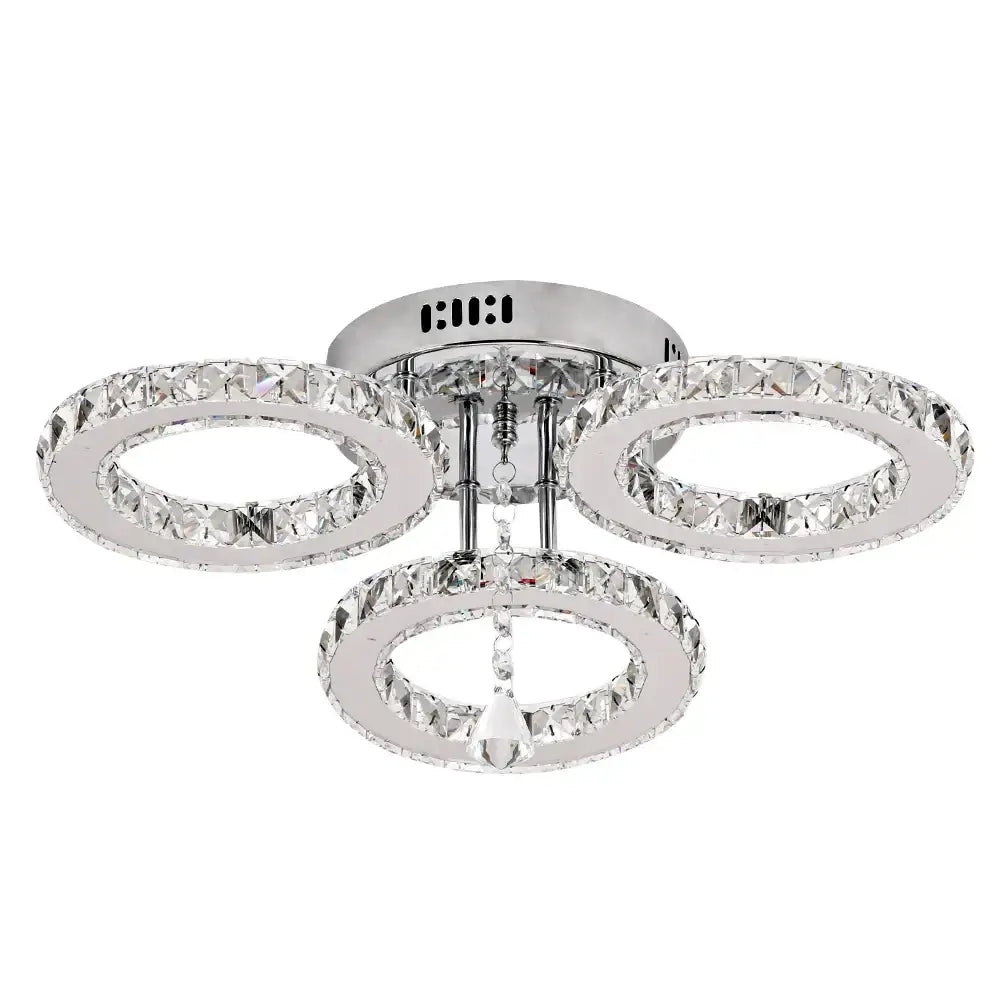 Modern gold crystal chandelier 3 ring living room light