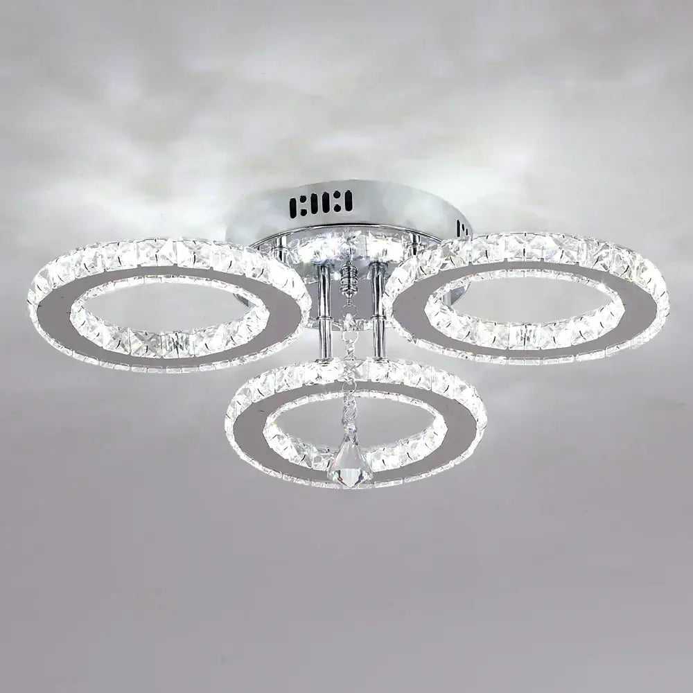 Modern gold crystal chandelier 3 ring living room light