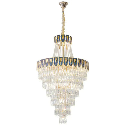 Elegant chrome multi tier crystal chandelier living room art
