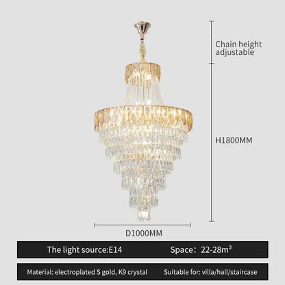 Elegant chrome multi tier crystal chandelier living room art