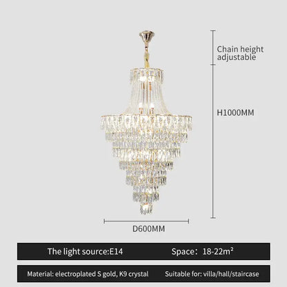 Elegant chrome multi tier crystal chandelier living room art