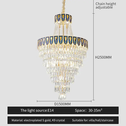 Elegant chrome multi tier crystal chandelier living room art