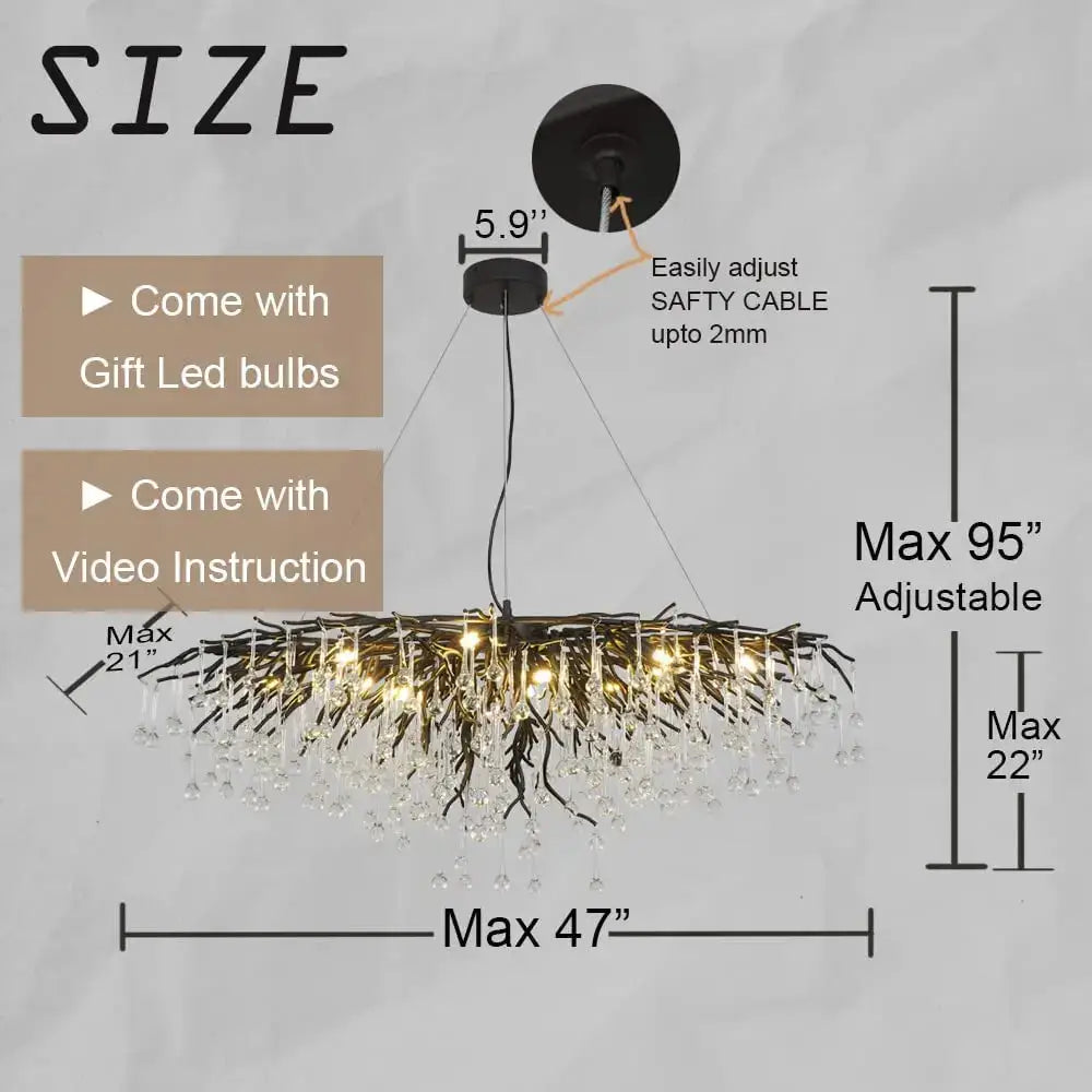 crystal chandelier black & gold ceiling lamp dining room
