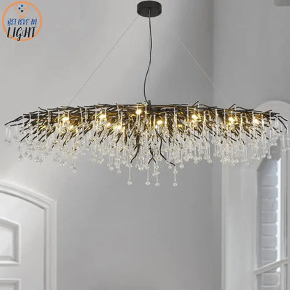 crystal chandelier black & gold ceiling lamp dining room