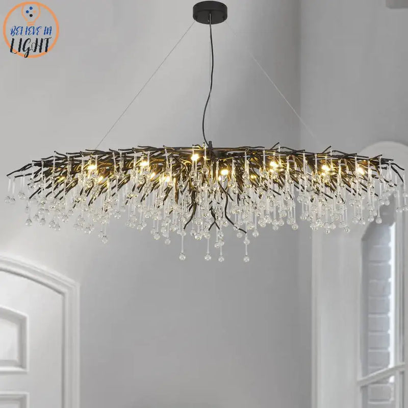 crystal chandelier black & gold ceiling lamp dining room
