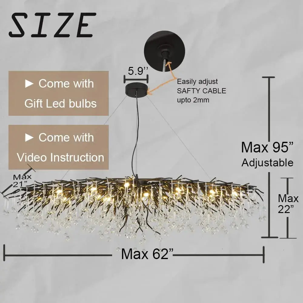 crystal chandelier black & gold ceiling lamp dining room