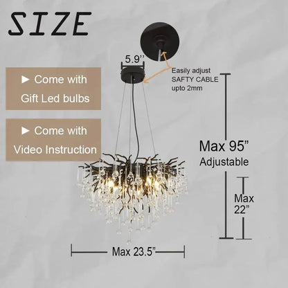 crystal chandelier black & gold ceiling lamp dining room