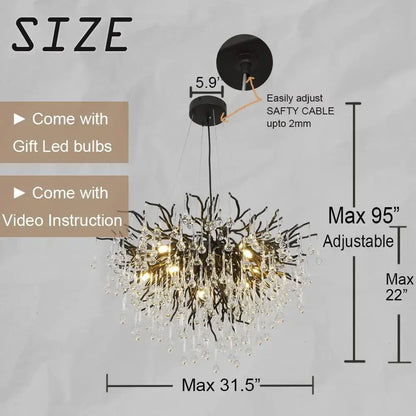 crystal chandelier black & gold ceiling lamp dining room