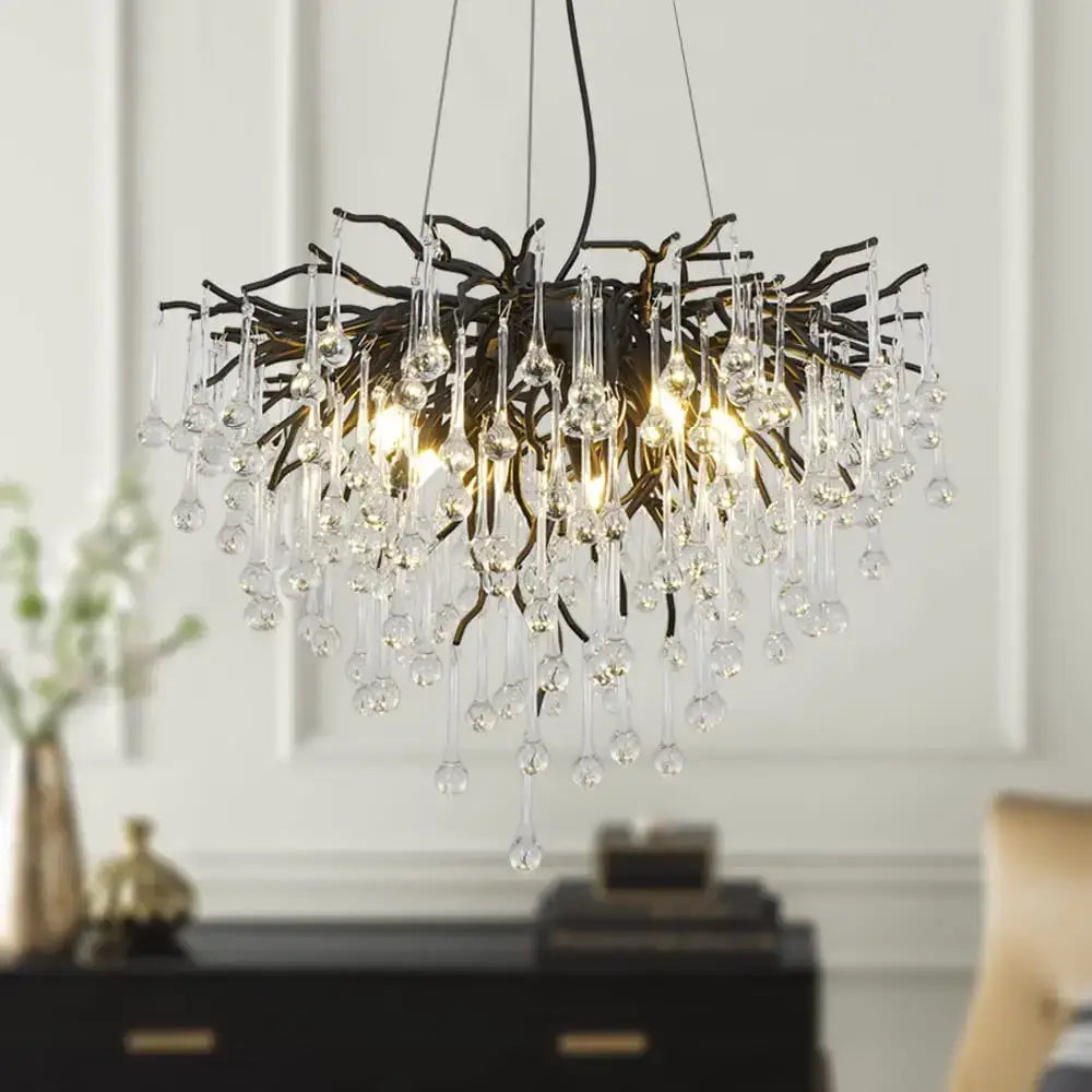 crystal chandelier black & gold ceiling lamp dining room