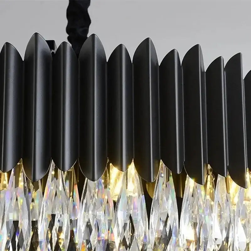 Modern black & gold crystal chandelier living room pendant light
