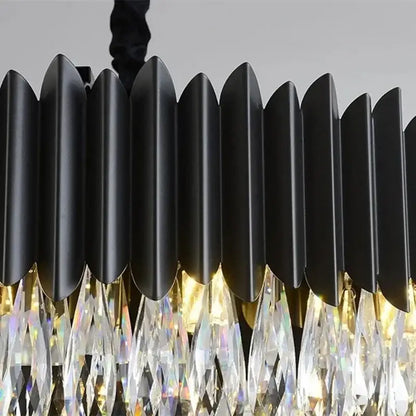 Modern black & gold crystal chandelier living room pendant light