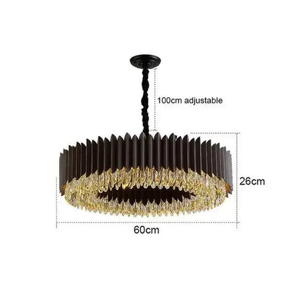 Modern black & gold crystal chandelier living room pendant light