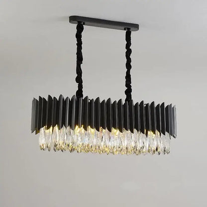 Modern black & gold crystal chandelier living room pendant light