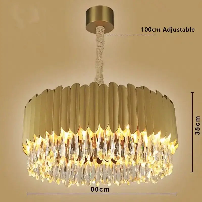 Modern black & gold crystal chandelier living room pendant light