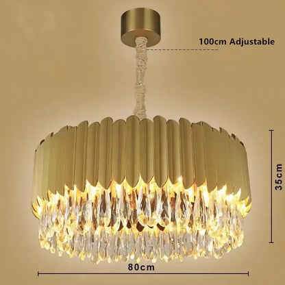 Modern black & gold crystal chandelier living room pendant light