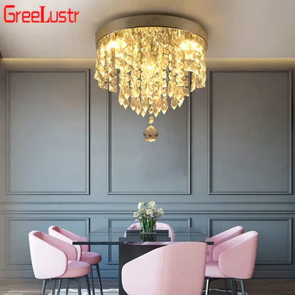 Modern gold crystal chandelier ceiling lamp kitchen fixture