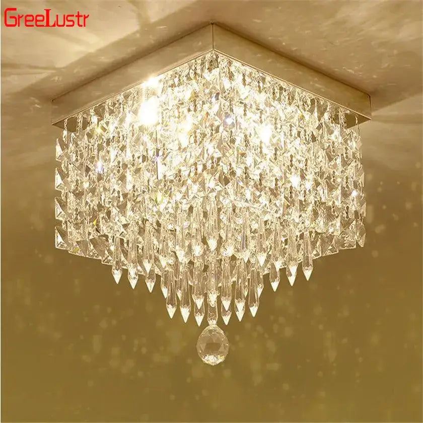 Modern gold crystal chandelier ceiling lamp kitchen fixture