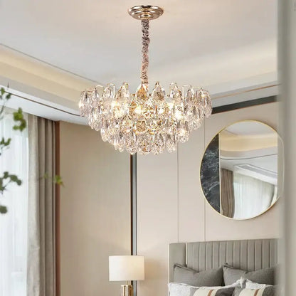 Gold teardrop crystal chandelier ceiling light for dining room