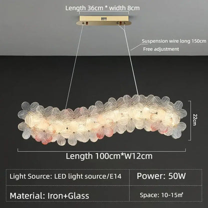 Pink & white petal crystal chandelier ceiling light for living room