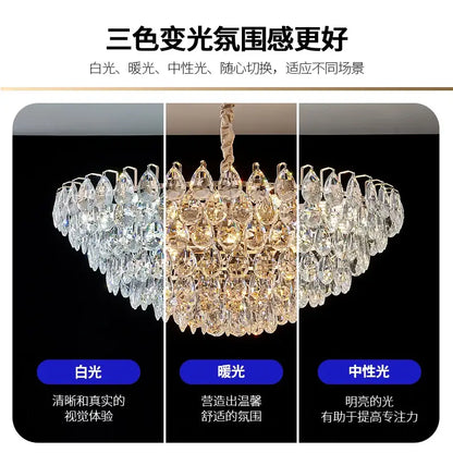 Gold teardrop crystal chandelier ceiling light for dining room