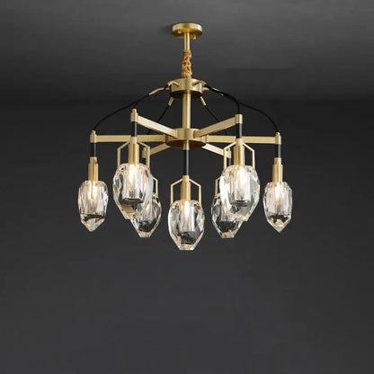 Modern gold geometric crystal chandelier ceiling light dining room