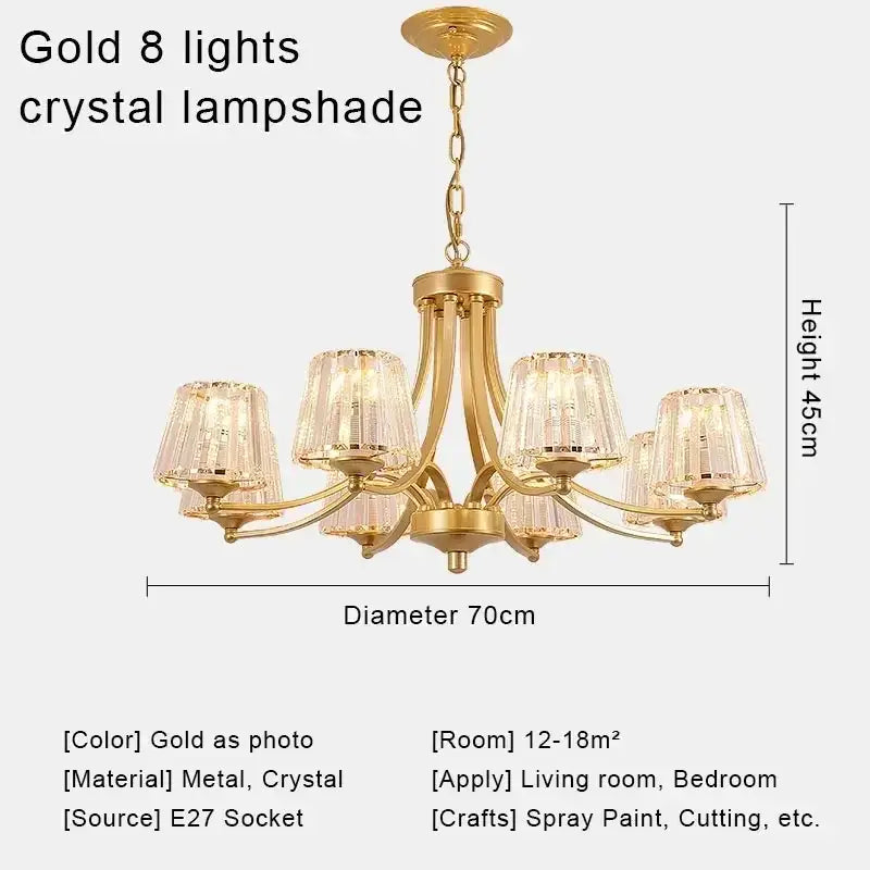 Modern gold crystal chandelier for living room dining space