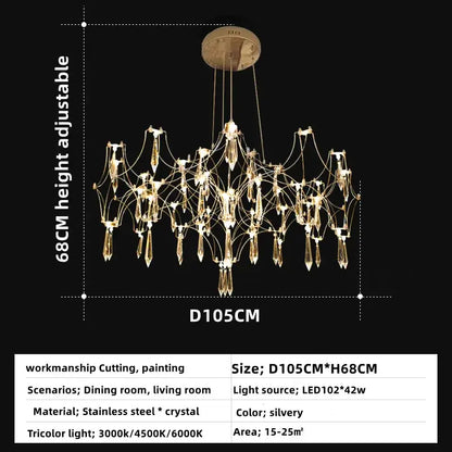 Gold crystal chandelier pendant light for dining room