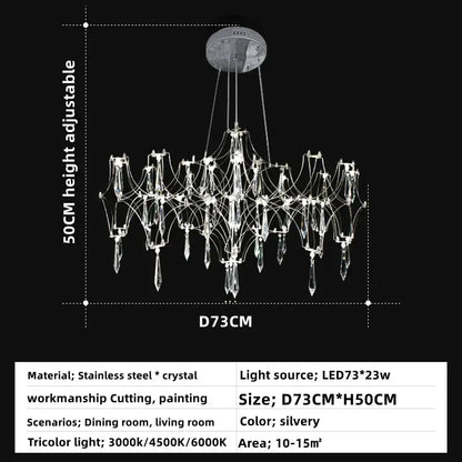 Gold crystal chandelier pendant light for dining room