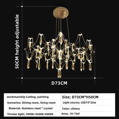 Gold crystal chandelier pendant light for dining room