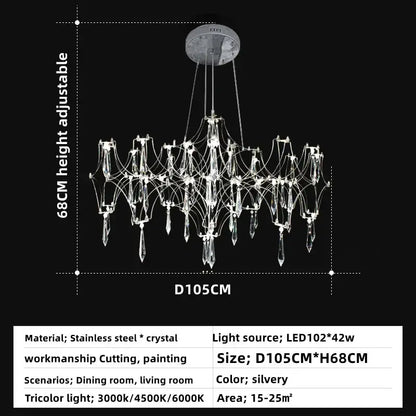 Gold crystal chandelier pendant light for dining room