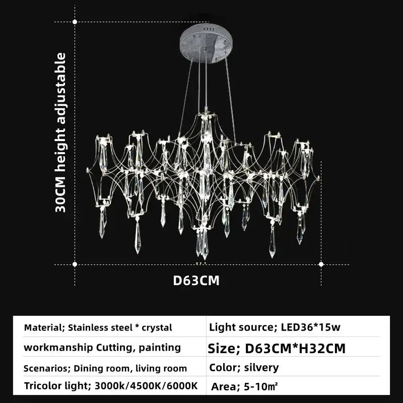 Gold crystal chandelier pendant light for dining room